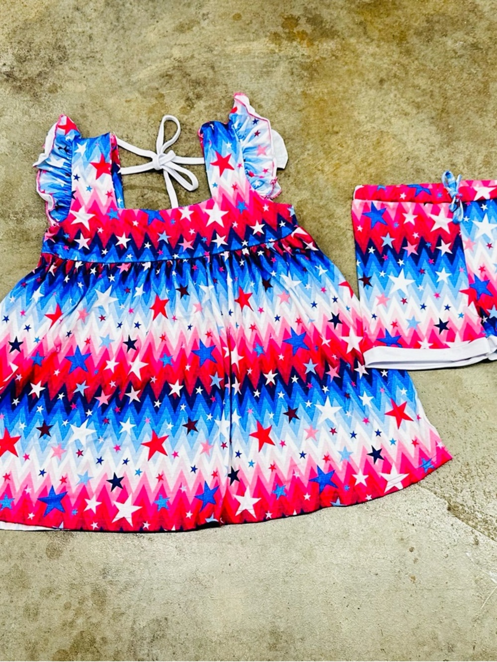 Girls' Star Print Set - Red, White & Blue